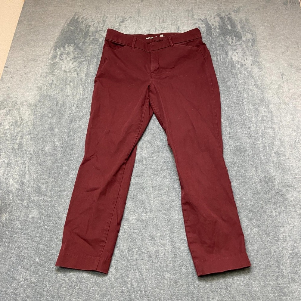 Old Navy Pants Women 12 32x26 Red High Rise Pixie Secret Smooth Pockets Straight